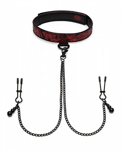 Fifty Shades of Grey Зажимы для сосков с ошейником "Sweet Anticipation" 83668 Fifty Shades of Grey Зажимы для сосков с ошейником "Sweet Anticipation" 83668